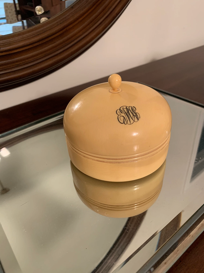 Monogrammed Celluloid Powder Container