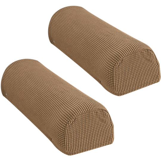 A pair of Sofa Armrest Cover Household Polar Fleece Removable And Washable Sofa Elastic Protective Cover Non Slip Four Seasons Universal, Dark Coffee