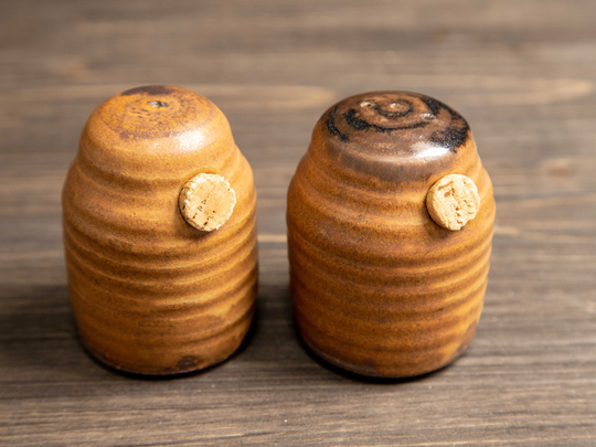 Ceramic Stoneware Salt & Pepper Shakers With Cork Stoppers