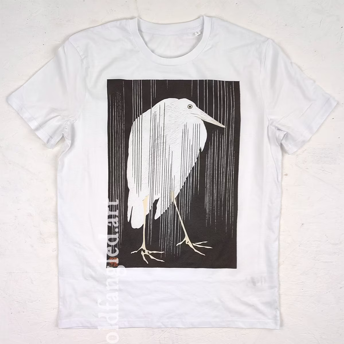Heron in The Rain | 1880S - Unisex Organic T-Shirt, Vintage Style Art T-Shirt