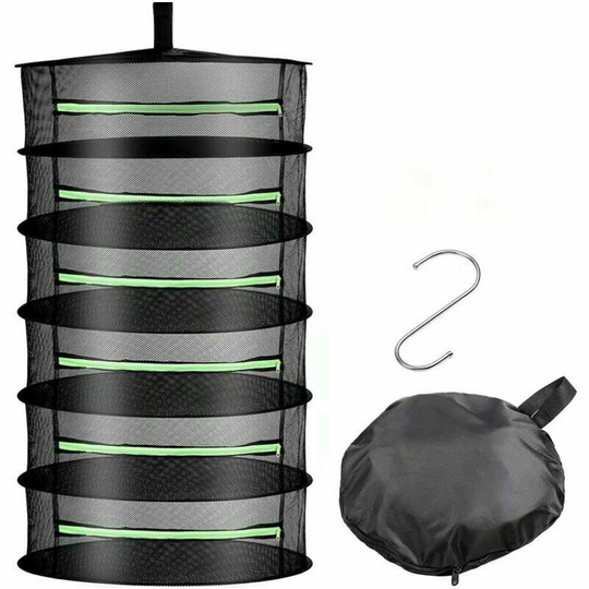 Briday - Foldable Hanging Drying Net 6 Layers Drying Basket Large Drying Rack Storage Net Tent Grass Bud Plant Dryer for Hydroponics, Hook and