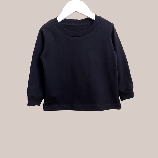 Black Baby Long Sleeve Top - 100% Organic Cotton