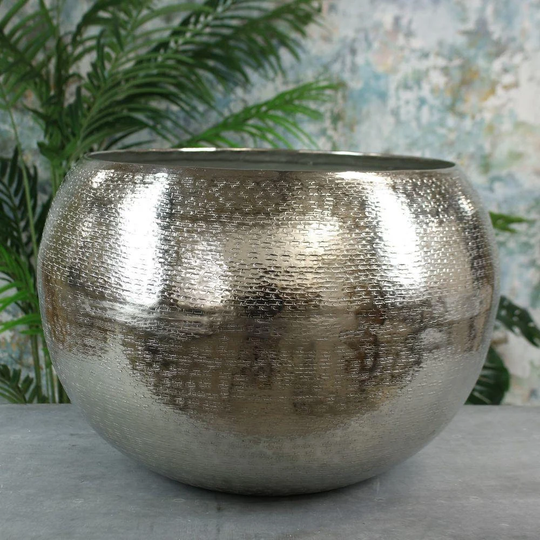 Silver Hampstead Planter | Large Indoor Metal Planter - Fast & Free UK Delivery