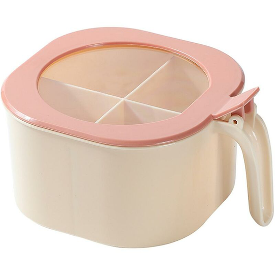 Aougo - 4 in 1 spice container, spice jar with lid/spice spoon, salt/sugar/cumin/pepper, color: beige + pink