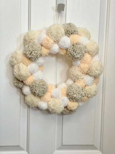 Neutral Any Season Wreath | Modern Farmhouse Cozy Home Decor Winter Pom Boho Front Door