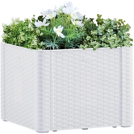 Garden Raised Bed with Self Watering System White 43x43x33 cm
