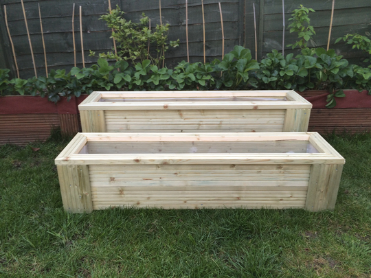 Deluxe Wooden Planter With Free Liner Outdoor Herbs Plants Flowers Shrubs Decorative Flowerbed Accessory Garden Trough Decking Pot