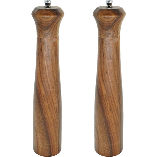 Wooden Salt and Pepper Grinder set, Acacia Wood salt and pepper grinders refillable ,pepper mill 2pcs 10 inch acacia wood + color box