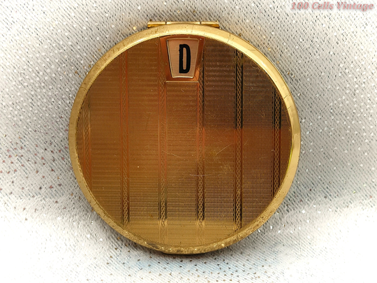 stratton Gold Tone Dial Your Own Initial-Vintage Ladies Powder Compact -8cm