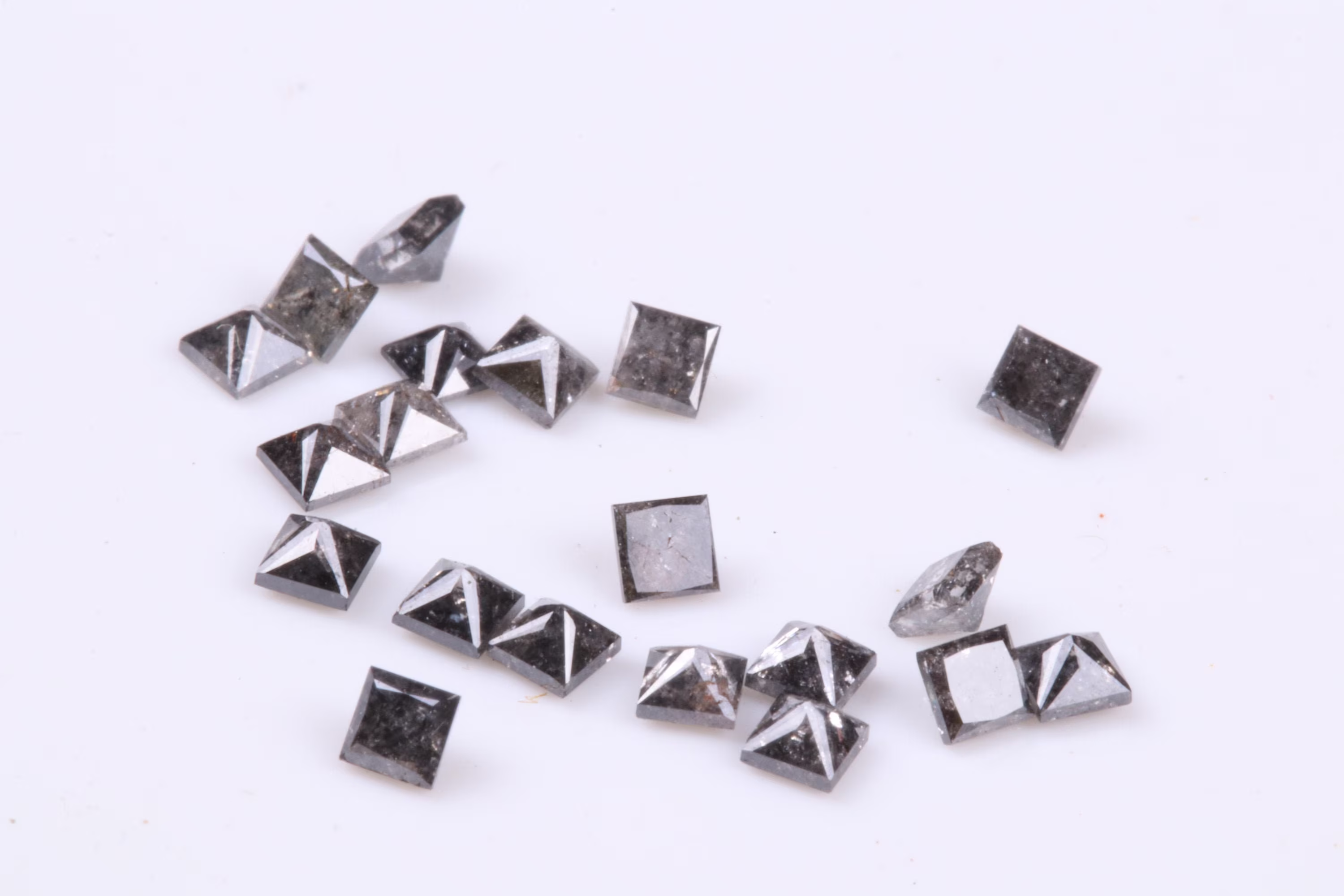 Tiny 2mm Salt & Pepper Princess Cut Diamond, Clear White Black Natural Melee Accent Diamonds For Jewelry, 2Pcs