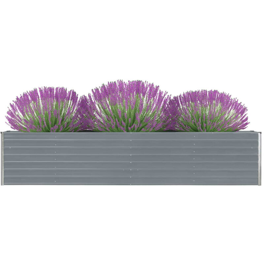 Garden Planter Galvanised Steel 320x40x45 cm Grey
