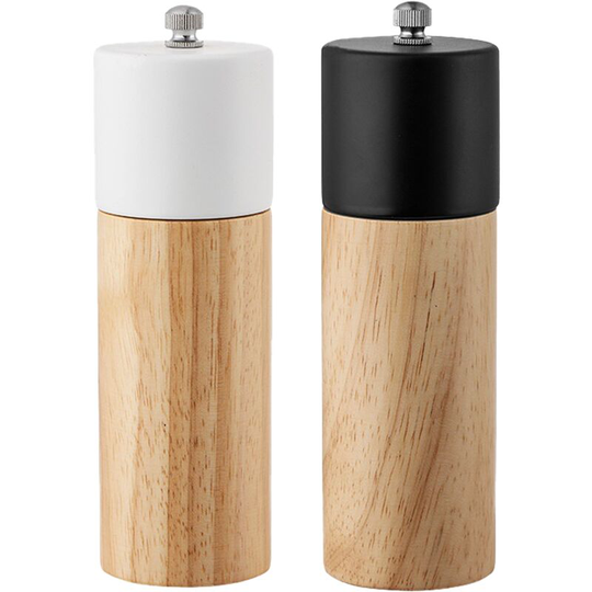 Salt and Pepper Mill - Adjustable Salt and Pepper Grinders Shakers with Ceramic Grinding Core White + black (color bag)