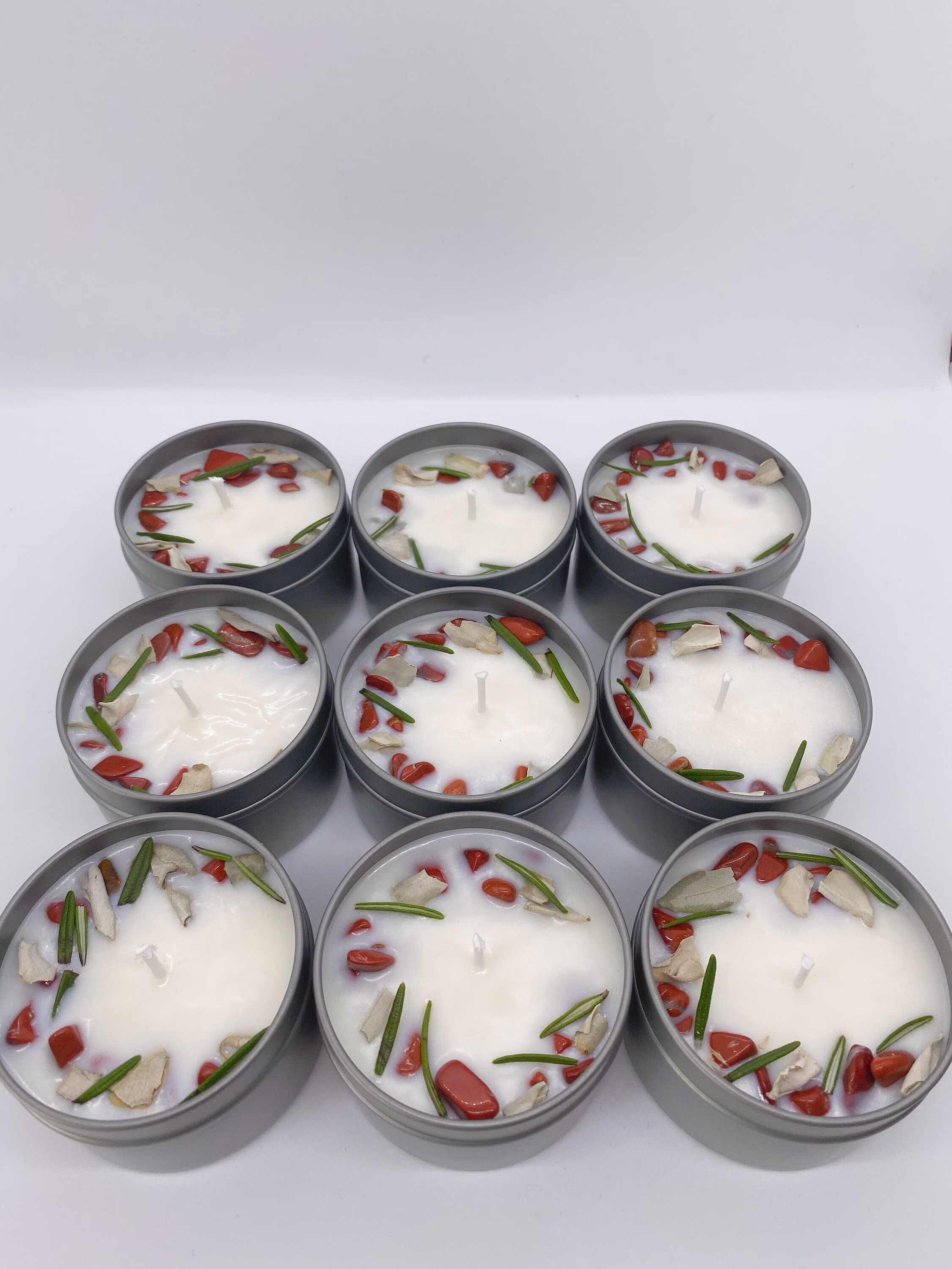 Bulk Rosemary & Sage Grounding Candle With Red Jasper
