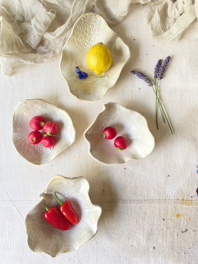 Organic Shaped Bowls | Dessert Snack Small Serving White Ceramics Jewellery Trinket Dish