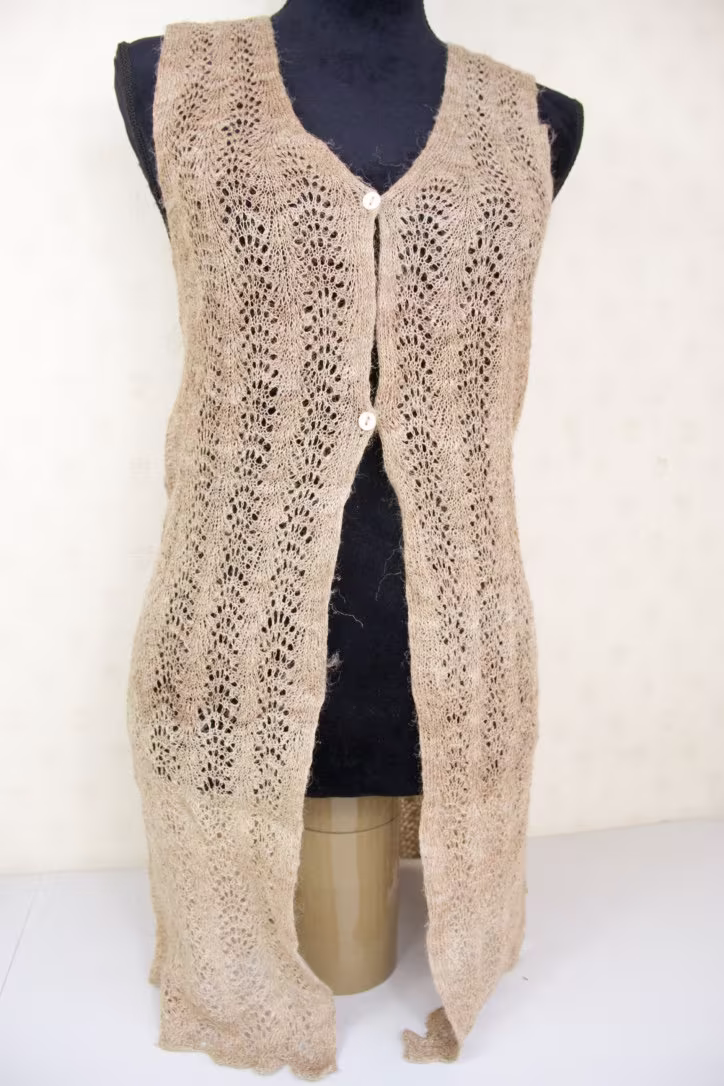 Organic Allo Nettle Himalayan Natural Cardigan Hand Made Jumper Sweater Hippie, Boho Nepal