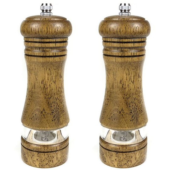 Fvbjd - Salt and Pepper Grinders Set Solid Wood Body Pepper Mill with Adjustable Coarseness Fine to Coarse Antique