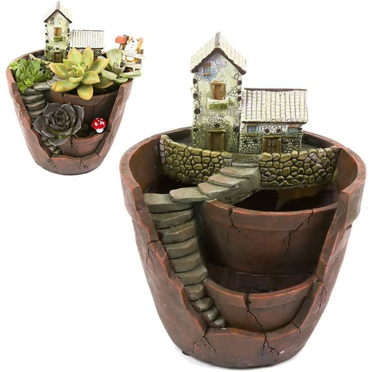 Perle Rare - Shirley Creative Succulent Plant Pots Creative Resin Plant Pots Succulent Fairy Garden Plant Pots diy Containers with Mini Fairy Gardens