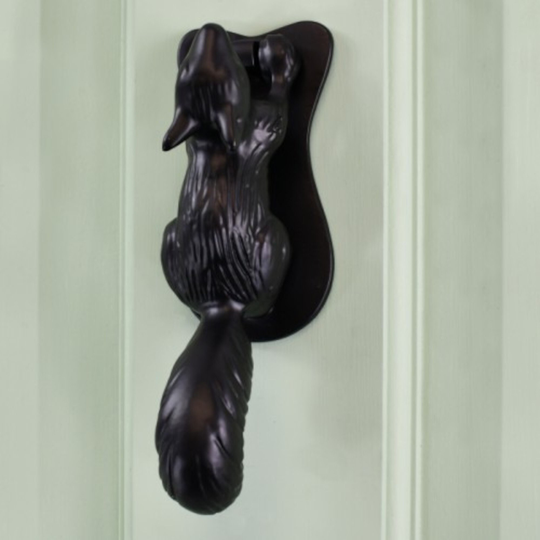 Black Powder Coated Brass Squirrel Door Knocker /Squirrel Woodland Cute Gift, Quirky, Unique Home Decor