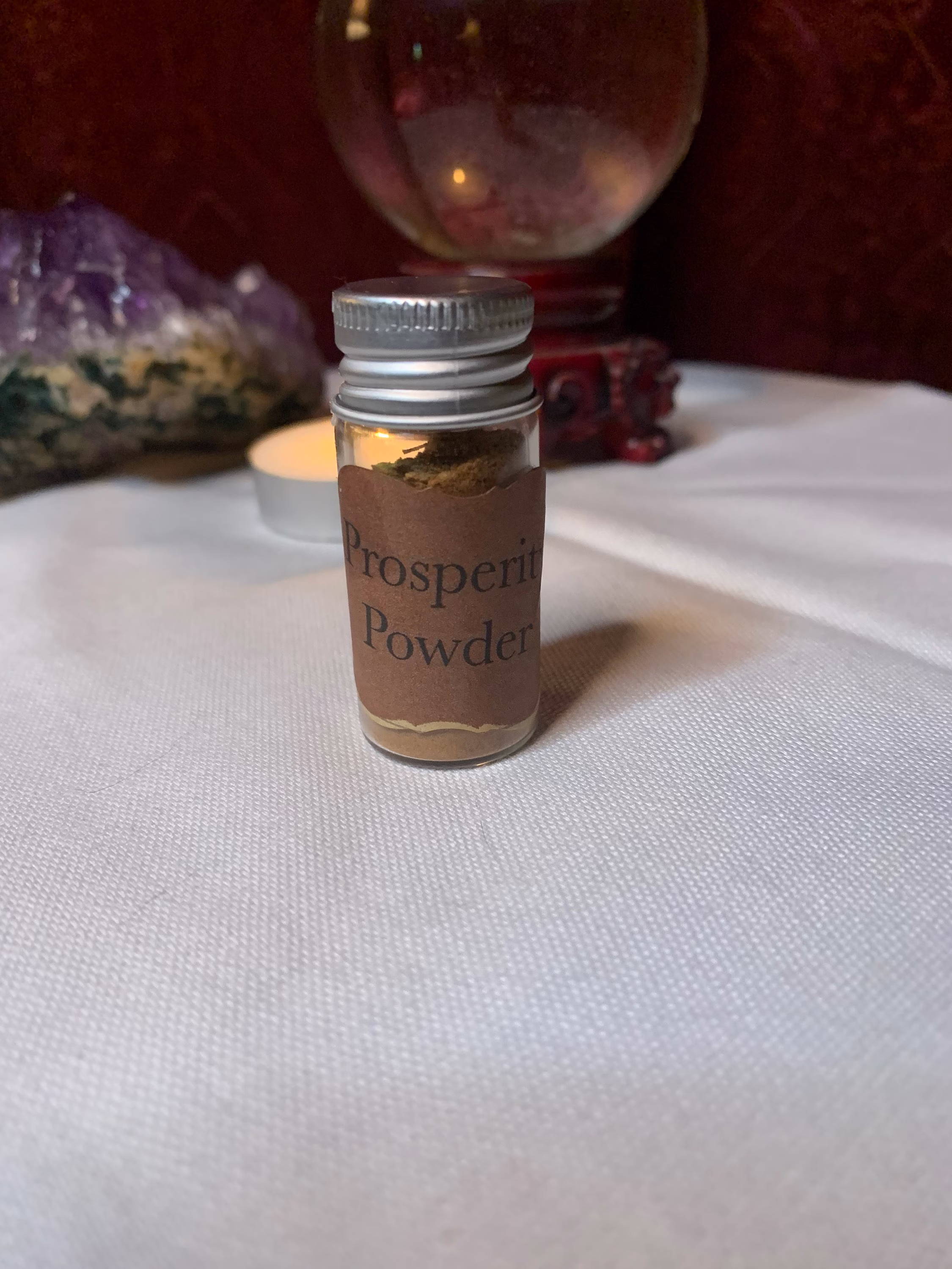 Small Bottle Of Prosperity Powder For Money Spells Abundance Rituals With Gemstones