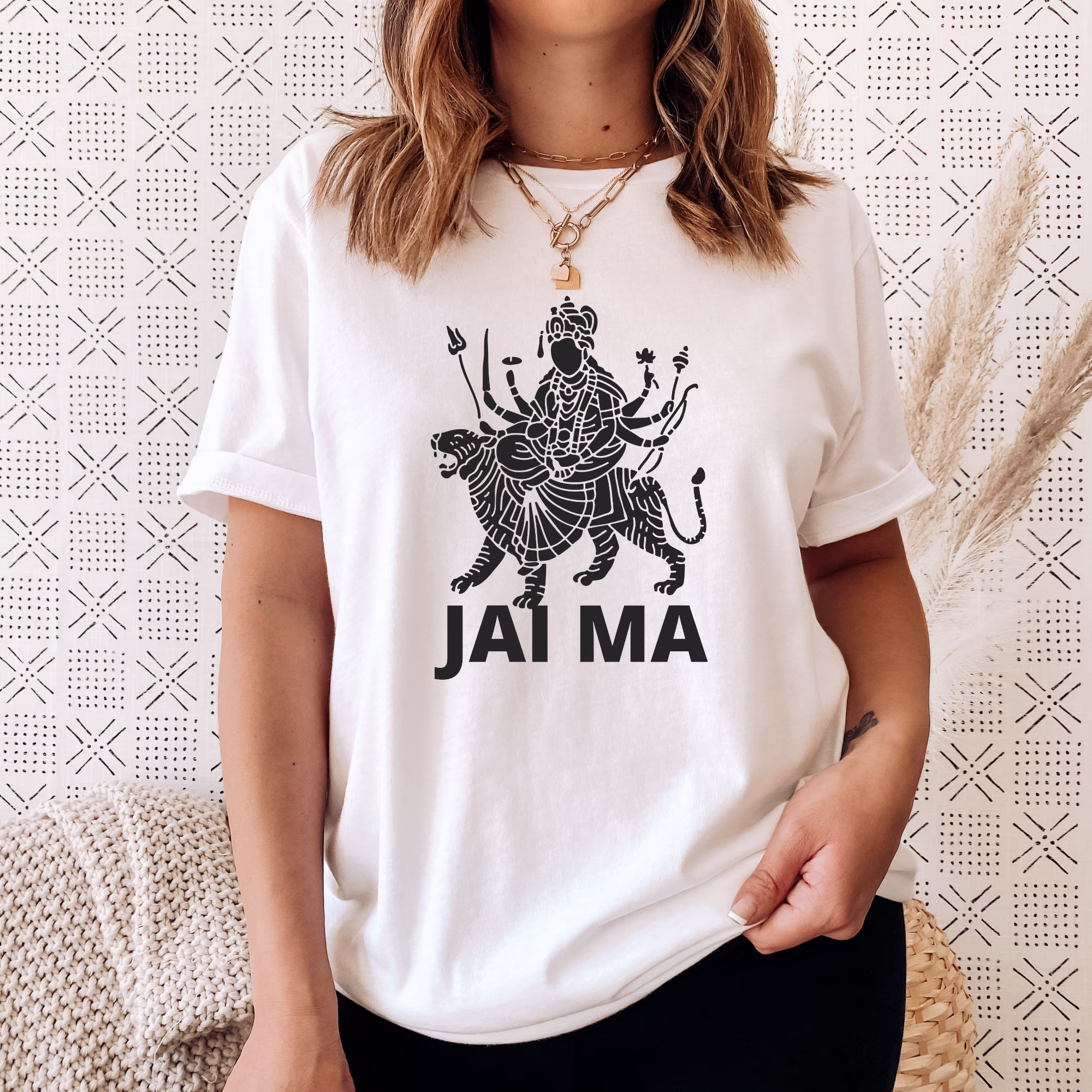 Mother Durga T Shirt Hindu Goddess Deity Yoga Spiritual Lakshmi Saraswati Jai Ma Awakening