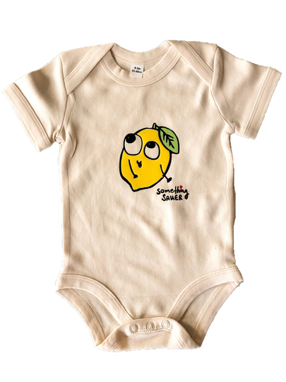 Lemon Bodysuit, High Quality Organic Cotton Romper, Baby Body Print Out Of Fluffy Flock, Unisex Clothes, Shower Gift