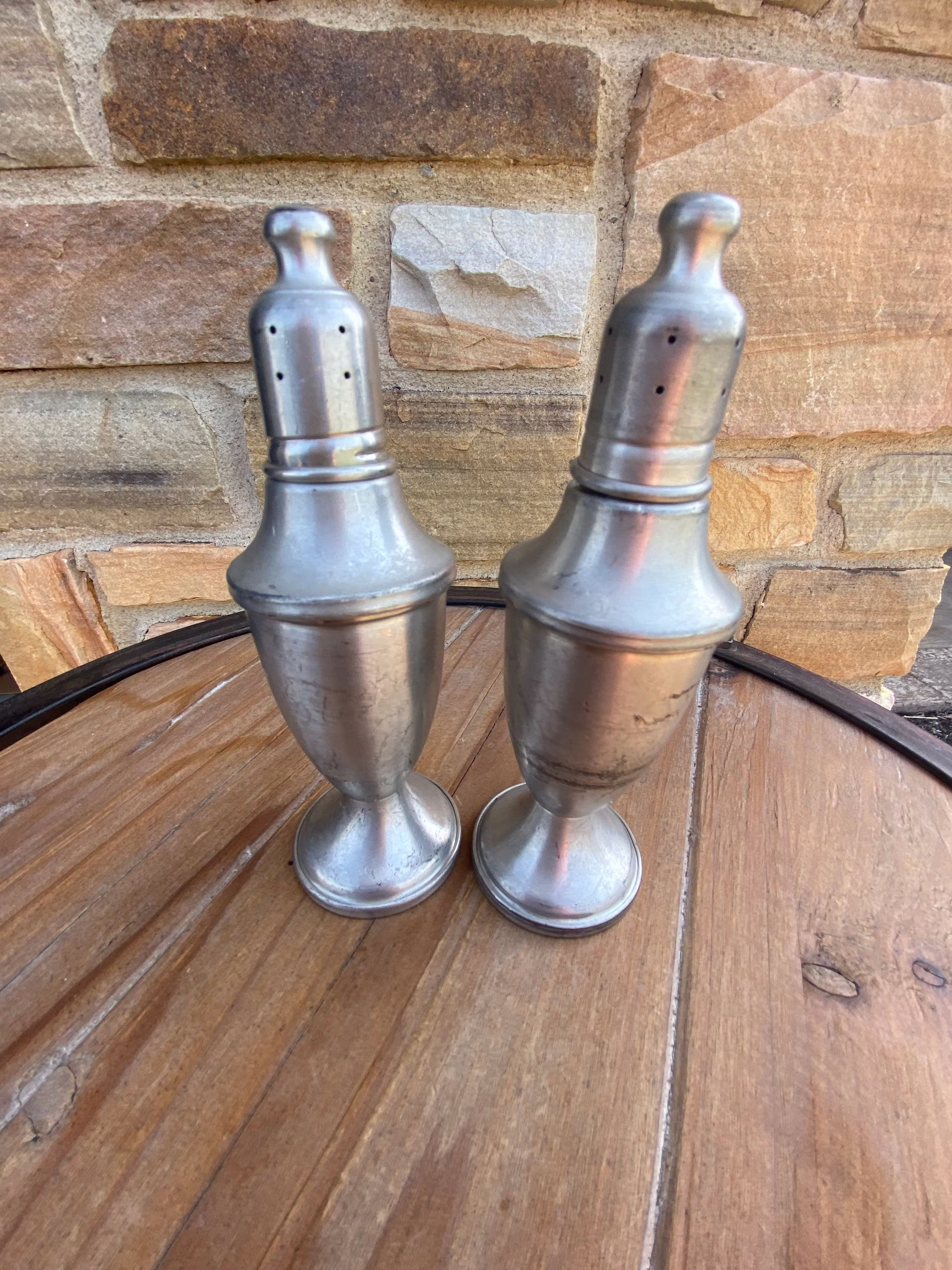 Vintage Web Weighted Pewter Salt & Pepper Shakers