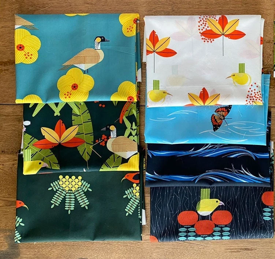 Charley Harper Organic Cotton Fabric Hawaiian Volcanoes Gots Certified, Choose Design & Length