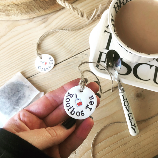 Teabag Design Clay Labels/Tags - Tea, Teapot, Tea Leaves, Handmade