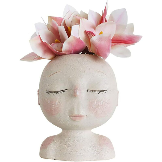 Bearsu - 6.7' Cute Fun Plastic Head Shaped Face Planter Indoor Decorative Plant Pots Flower Vases Women Birthday Gifts