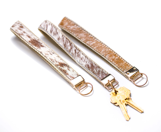 Keychain Cowhide Leather - Salt & Pepper Brown Set Of 1-5 Units