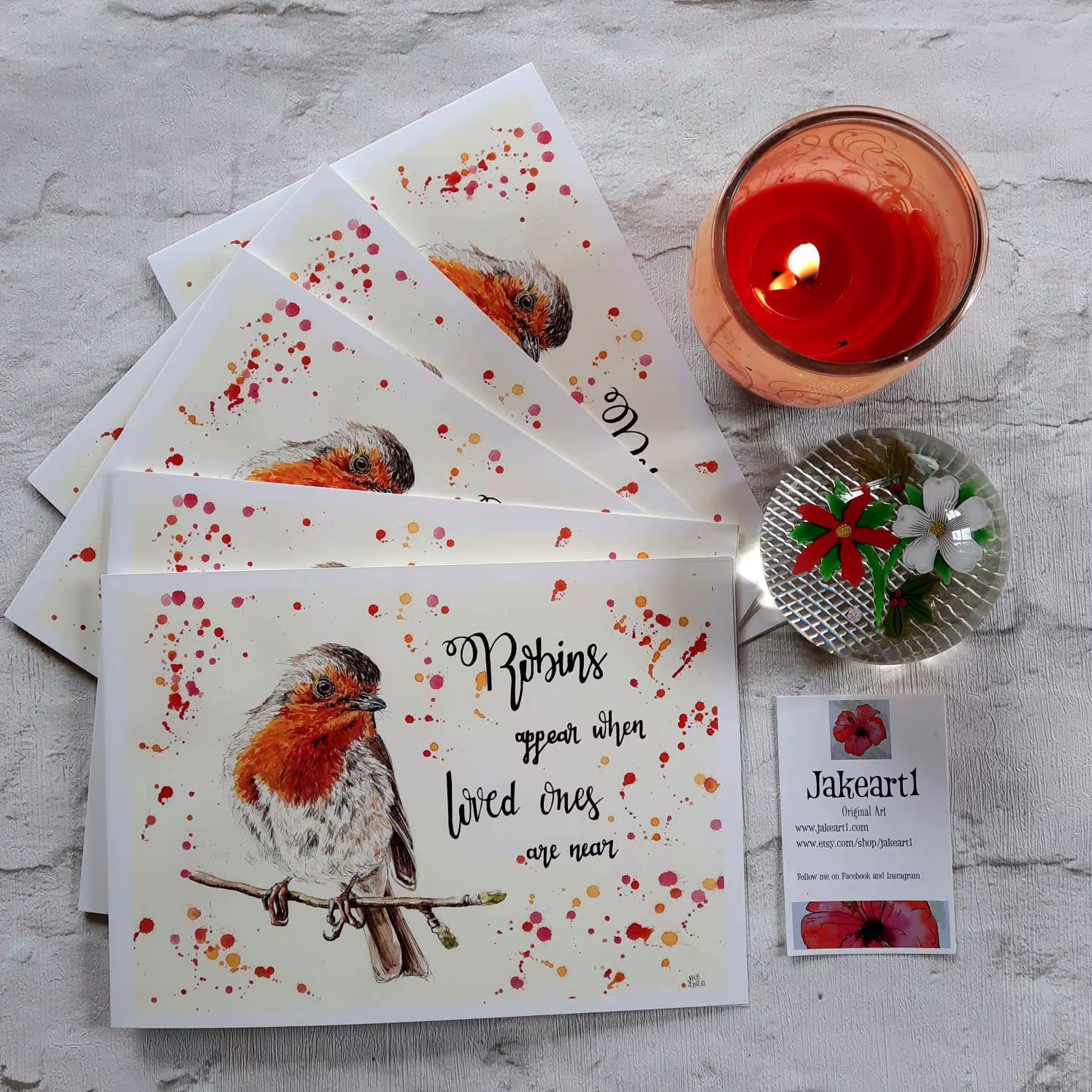 Christmas Cards Robin Pack Of 5 A5 Wildlife Original Art 1 Design