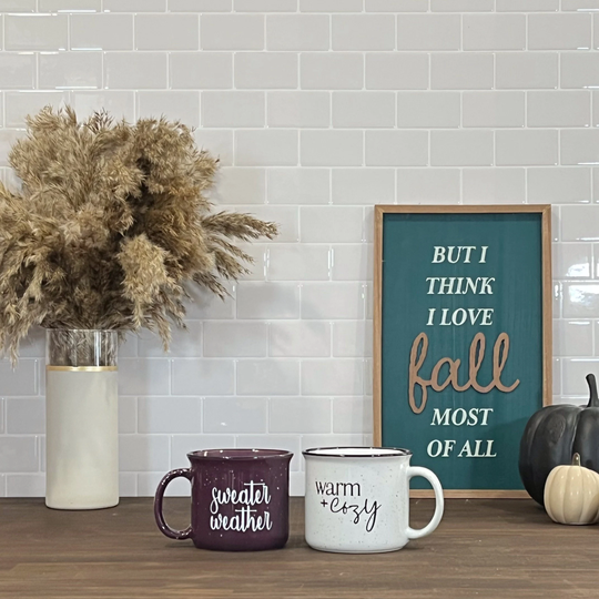 Seasonal Fall Coffee Mugs | 15Oz Campfire Mug Warm + Cozy Sweater Weather Mug| Great Gift