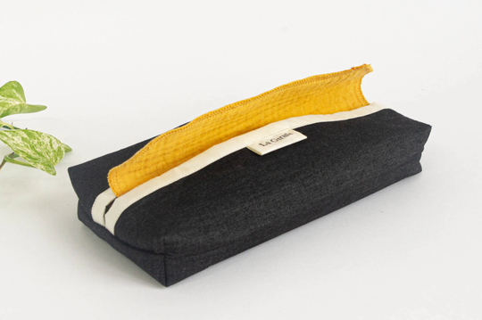 Organic Cotton Handkerchief | Zero Waste Hankies Reusable Tissues Optional Black Denim Dispenser Box
