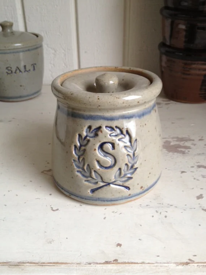stoneware Salt Cellar With Lid