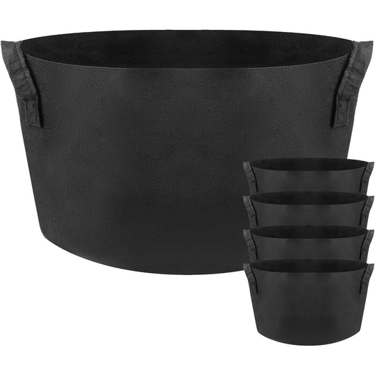 Planting grow bags Plat pots made of fabric felt 30 gallons 63x40cm 5-pack - Primematik