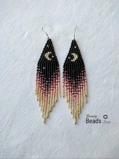 Beaded Fringe Earrings Long Seed Bead Boho Bohemian