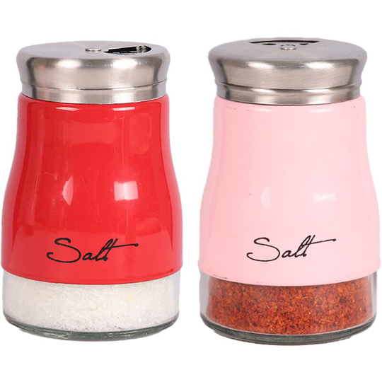 Fvbjd - Salt And Pepper Shakers Set, Kitchen Decor, Glass Salt And Pepper Shakers Set, Cute Salt Shaker red + pink
