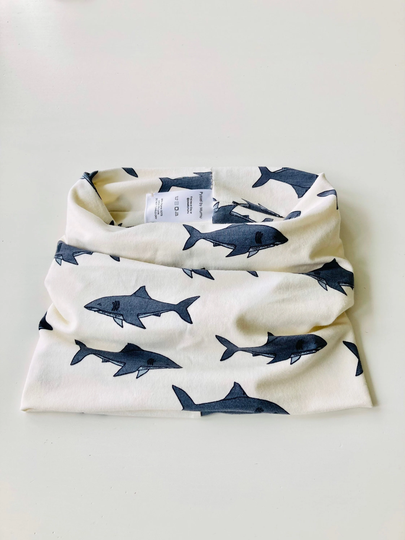 Organic Children's Snood White Sharks/Gift For Kids/ Kids Snood/Toddler Snood/Children's Neck Warmer/Christmas Gift Kids/2-11 Years