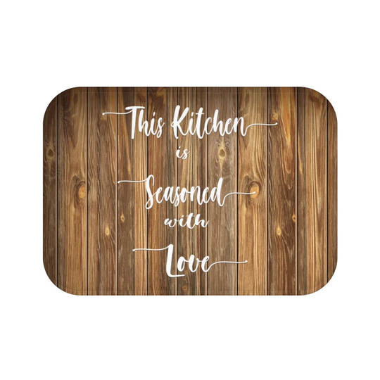 This Kitchen Is Seasoned With Love Mat, Area Rustic Kithen Decor, Brown Memory Foam Farmhouse Mat