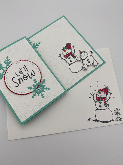 Christmas Card, Snowman Hanukkah Winter, Snow, Seasonal, Let It Handmade Z Fold, Fancy Fold Card