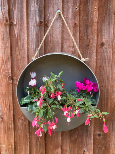 Zinc Planter Grey Hanging Plant Pot Wall Outdoor Garden Flower Holder