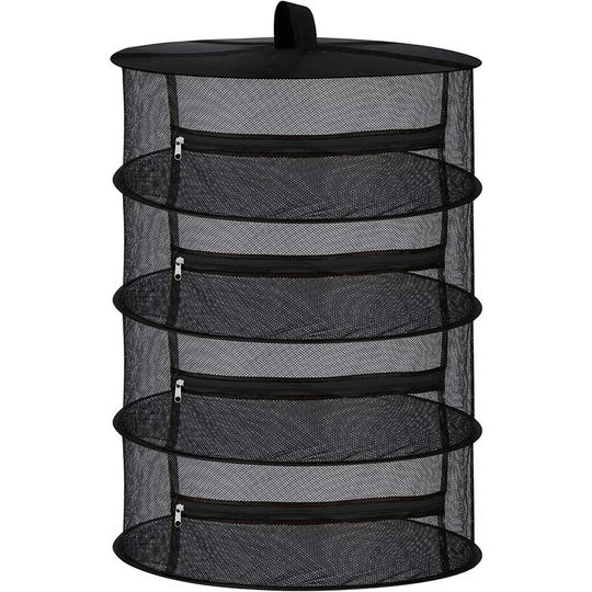 Bearsu - 4 Layer Hanging Mesh Dry Herb Dryer Net with Zippers Black
