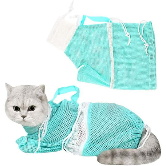 Briday - Cat Bathing Bag,Puppy Dog Cleaning Shower Bag- Adjustable Anti-Bite and Anti-Scratch Polyester Soft Restraint Cat Grooming Bag for Bathing,