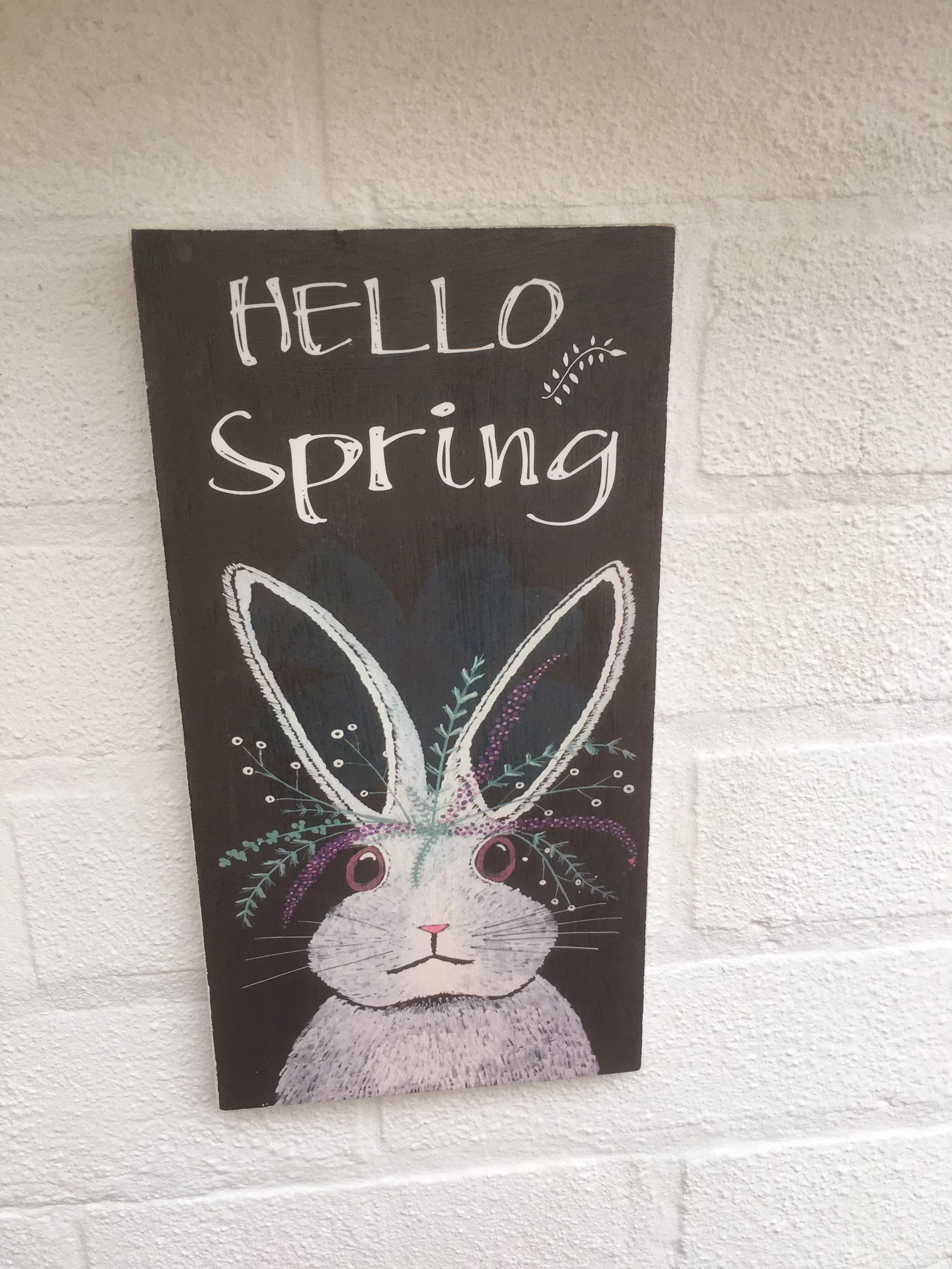 Spring Easter Blossom Rabbit Seasonal Sign Plaque Distressed Shabby Chic Vintage