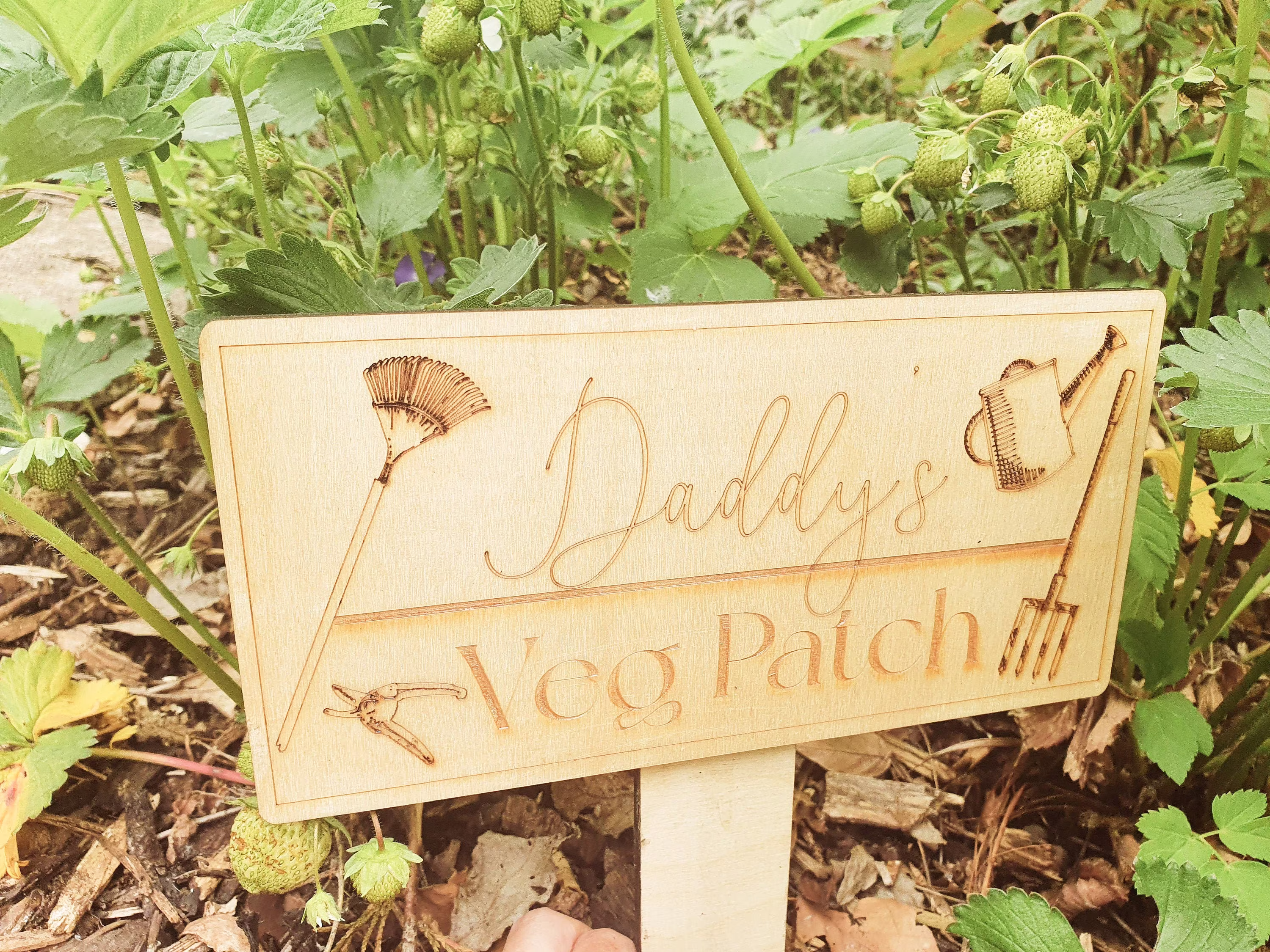 Custom Garden Vegetable Patch Sign - Personalised Wooden Veg Planter Plaque Includes Any Name