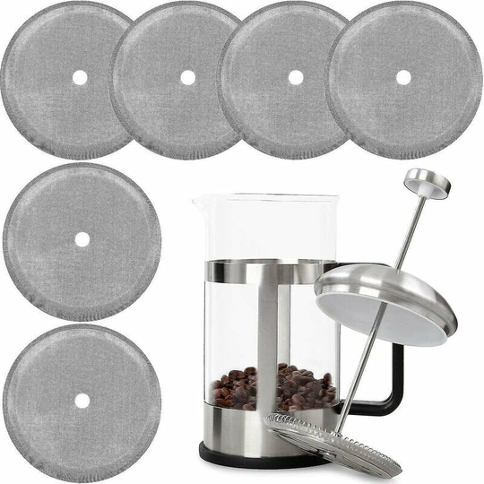 Deckon - French Press Replacement Filter 4 Inch Coffee Press Filter Reusable Stainless Steel Mesh for 34oz/1000ml French Press Tea Coffee Makers 6pcsA