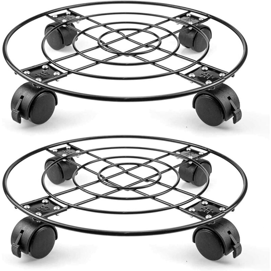 Bearsu - 2 Pack 13 inches Plant Caddy Heavy Duty Iron