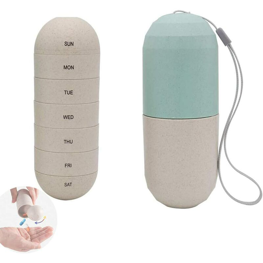Portable Pill Box,Plastic Pill Box Organizer,Daily Pill Organizer Plastic Pill Box Medicine and Vitamins Dispenser for Travel Work