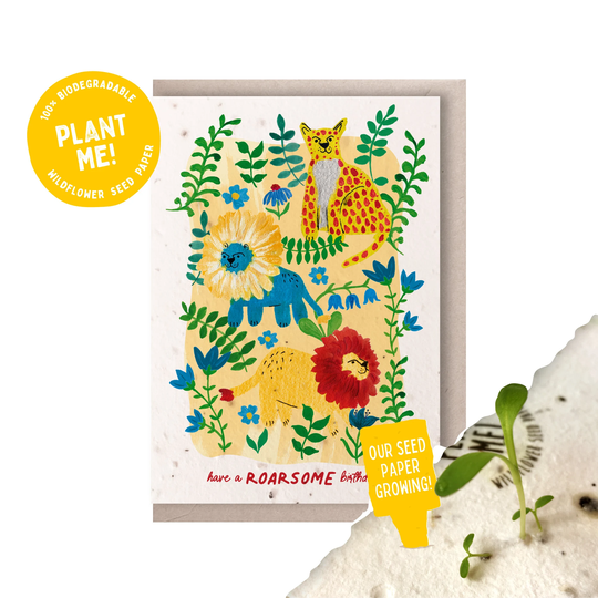 Roarsome Plantable Birthday Card/Seed 100% Native British Wildflowers