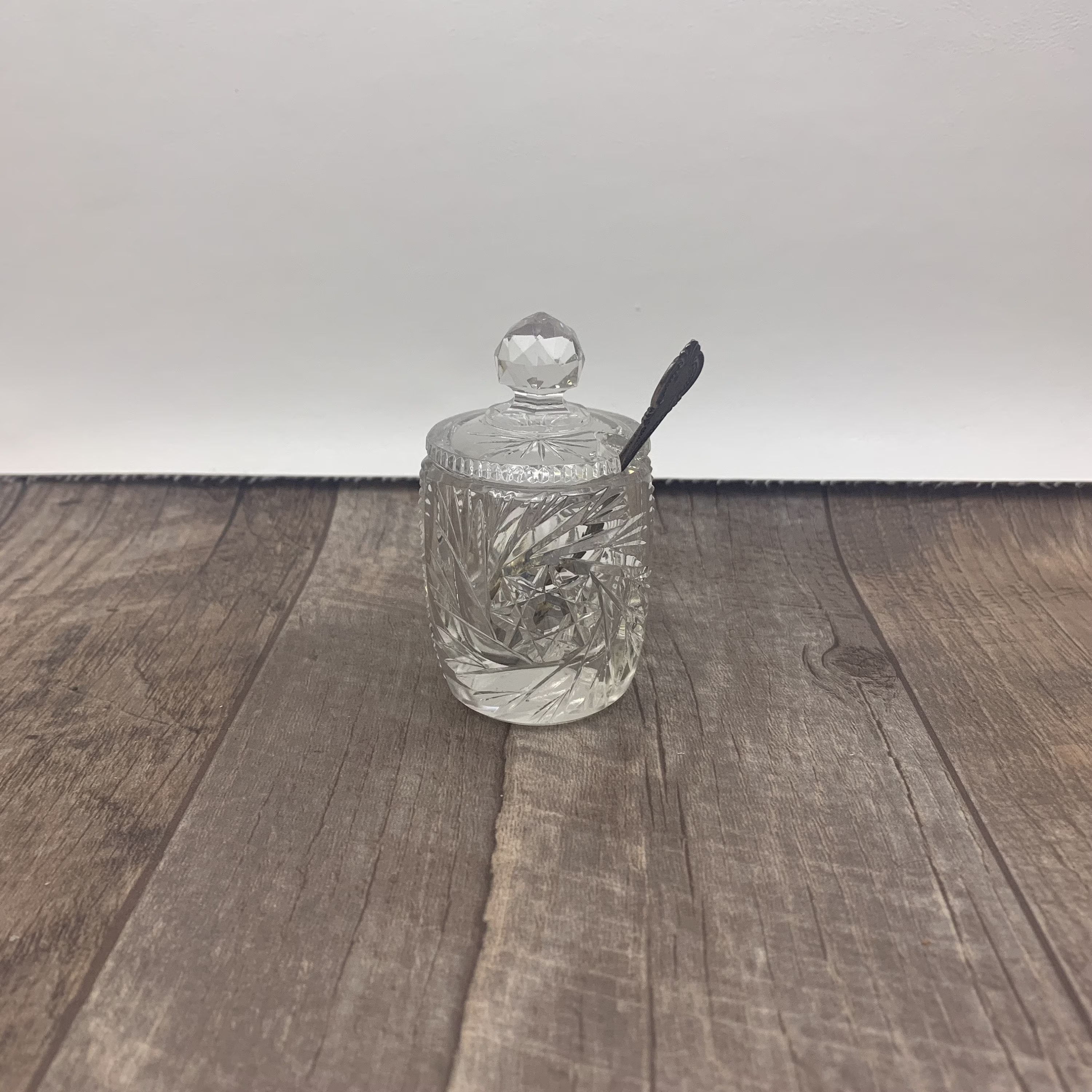 Crystal Mustard Jar With Lid, Small Salt Lid